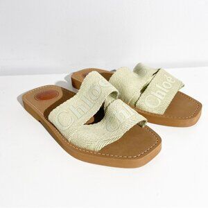 New CHLOÉ Woody Flat Mule In Hazy Green
